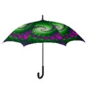 Fractal Spiral Purple Art Green Art Hook Handle Umbrellas (Small) View3