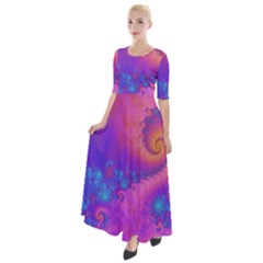 Fractal Art Artwork Magical Purple Half Sleeves Maxi Dress by Proyonanggan