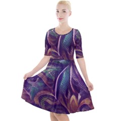 Abstract African Art Backdrop Quarter Sleeve A-line Dress by Proyonanggan