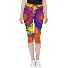 Fractal Spiral Bright Colors Inside Out Lightweight Velour Capri Leggings  by Proyonanggan