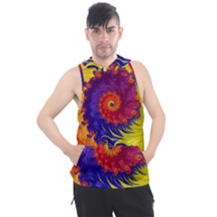 Fractal Spiral Bright Colors Men s Sleeveless Hoodie by Proyonanggan