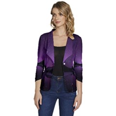 Dark Purple Aesthetic Landscape Women s One-button 3/4 Sleeve Short Jacket by Sarkoni