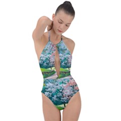 Anime Scenery Landscape Plunge Cut Halter Swimsuit by Sarkoni