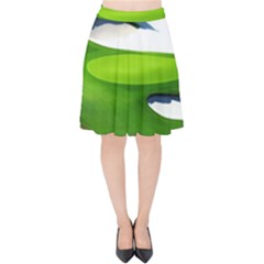 Golf Course Par Green Velvet High Waist Skirt by Sarkoni