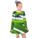 Golf Course Par Green Kids  Long Sleeve Dress View1