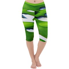 Golf Course Par Green Lightweight Velour Cropped Yoga Leggings by Sarkoni