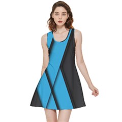 Blue Black Abstract Background, Geometric Background Inside Out Reversible Sleeveless Dress by nateshop