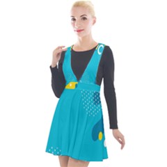 Blue Yellow Abstraction, Creative Backgroun Plunge Pinafore Velour Dress by nateshop