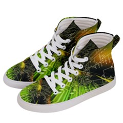 Machine Technology Circuit Electronic Computer Technics Detail Psychedelic Abstract Pattern Women s Hi-top Skate Sneakers by Sarkoni