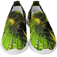 Machine Technology Circuit Electronic Computer Technics Detail Psychedelic Abstract Pattern Kids  Slip On Sneakers by Sarkoni