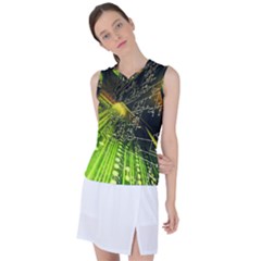 Machine Technology Circuit Electronic Computer Technics Detail Psychedelic Abstract Pattern Women s Sleeveless Sports Top by Sarkoni