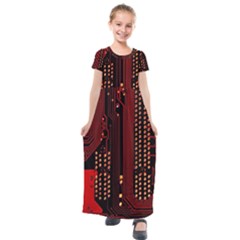 Technology Computer Circuit Kids  Short Sleeve Maxi Dress by Sarkoni