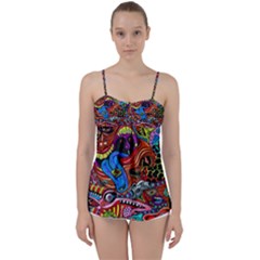 Psychedelic Trippy Hippie  Weird Art Babydoll Tankini Top by Sarkoni