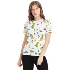 Baby Dino Seamless Pattern Women s Short Sleeve Rash Guard by Sarkoni