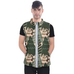 Christmas Vector Seamless Tree Pattern Men s Puffer Vest by Sarkoni