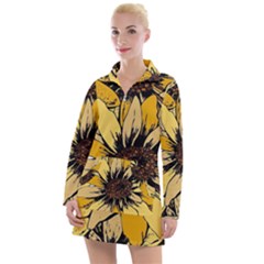 Colorful Seamless Floral Pattern Women s Long Sleeve Casual Dress by Sarkoni