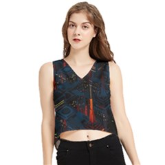 Architecture City Pixel Art V-neck Cropped Tank Top by Sarkoni