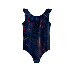 Architecture City Pixel Art Kids  Frill Swimsuit by Sarkoni