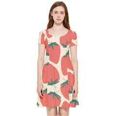 Seamless Strawberry Pattern Vector Inside Out Cap Sleeve Dress by Grandong