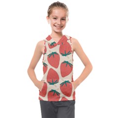 Seamless Strawberry Pattern Vector Kids  Sleeveless Hoodie by Grandong