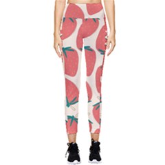 Seamless Strawberry Pattern Vector Pocket Leggings  by Grandong