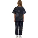 Dark And Gold Flower Patterned Kids  T-Shirt and Pants Sports Set View4