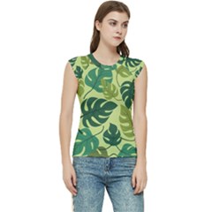 Seamless Pattern Of Monstera Leaves For The Tropical Plant Background Women s Raglan Cap Sleeve T-shirt by Grandong