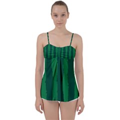 Green Seamless Watermelon Skin Pattern Babydoll Tankini Top by Grandong