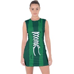 Green Seamless Watermelon Skin Pattern Lace Up Front Bodycon Dress by Grandong