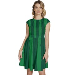 Green Seamless Watermelon Skin Pattern Cap Sleeve High Waist Dress by Grandong