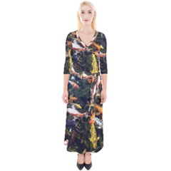 Koi Pond 3d Fish Quarter Sleeve Wrap Maxi Dress by Grandong