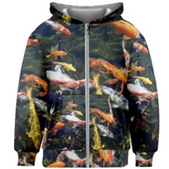 Koi Pond 3d Fish Kids  Zipper Hoodie Without Drawstring by Grandong