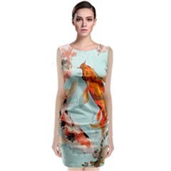 Koi Fish Sleeveless Velvet Midi Dress by Grandong