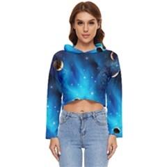 3d Universe Space Star Planet Women s Lightweight Cropped Hoodie by Grandong