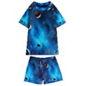 3d Universe Space Star Planet Kids  Swim T-Shirt and Shorts Set View1