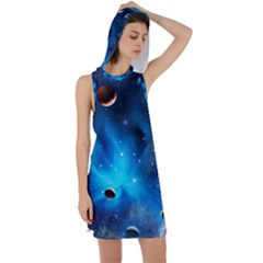 3d Universe Space Star Planet Racer Back Hoodie Dress by Grandong