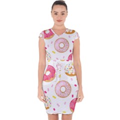 Vector Donut Seamless Pattern Capsleeve Drawstring Dress  by Grandong