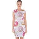 Vector Donut Seamless Pattern Capsleeve Drawstring Dress  View1