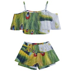 Peacock Art Kids  Off Shoulder Skirt Bikini by Grandong