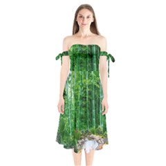 Bamboo Forest Squid Family Shoulder Tie Bardot Midi Dress by Grandong