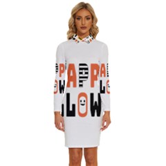 Happy Halloween Slot Text Orange Long Sleeve Shirt Collar Bodycon Dress by Sarkoni