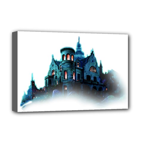 Blue Castle Halloween Horror Haunted House Deluxe Canvas 18  X 12  (stretched) by Sarkoni