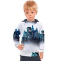 Blue Castle Halloween Horror Haunted House Kids  Hooded Pullover View1