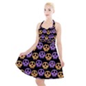 Halloween Skull Pattern Halter Party Swing Dress  View1