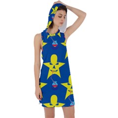 Blue Yellow October 31 Halloween Racer Back Hoodie Dress by Ndabl3x