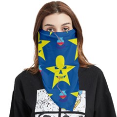 Blue Yellow October 31 Halloween Face Covering Bandana (triangle) by Ndabl3x