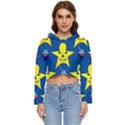 Blue Yellow October 31 Halloween Women s Lightweight Cropped Hoodie View1