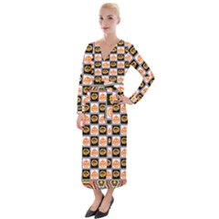 Chess Halloween Pattern Velvet Maxi Wrap Dress by Ndabl3x