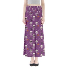 Skull Halloween Pattern Full Length Maxi Skirt by Ndabl3x