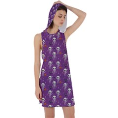 Skull Halloween Pattern Racer Back Hoodie Dress by Ndabl3x